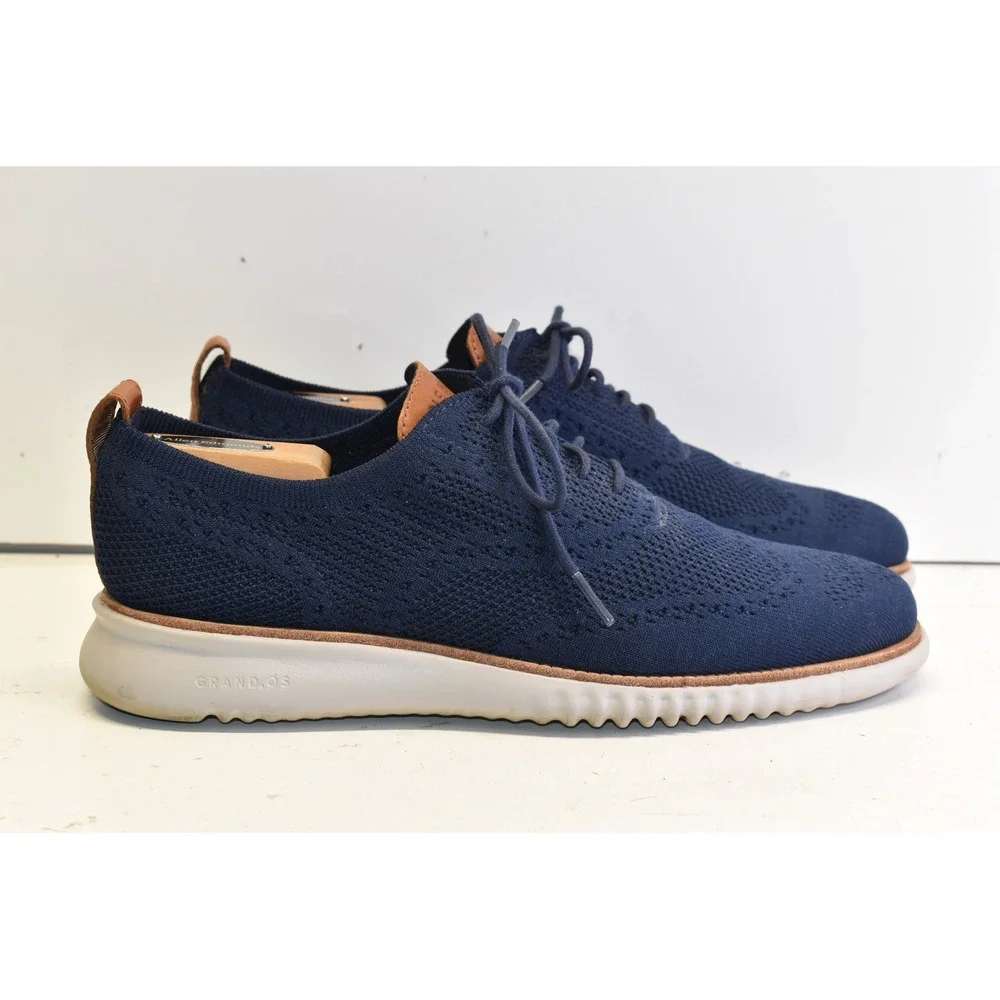 Cole Haan 2.Zerogrand Stitchlite Wingtip Oxfords Navy Blue Mens 8.5M Dress Shoes